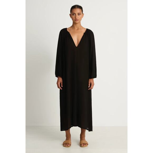 Mikoh Dresses & Skirts - NWT Mikoh Aniwa Maxi Dress Night Gauze 100% Cotton Long Sleeve V neck 3 L